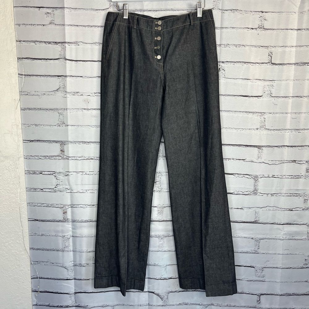 Calvin Klein Charcoal Grey Wide Leg Jegging Jeans Button Fly Women’s 6 Pants Y2K